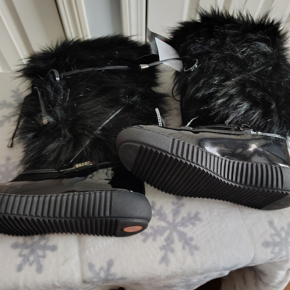 Oscar Sport Ski Ape Faux Fur Patent Leather Black Boots 9.5 - Picture 12 of 12
